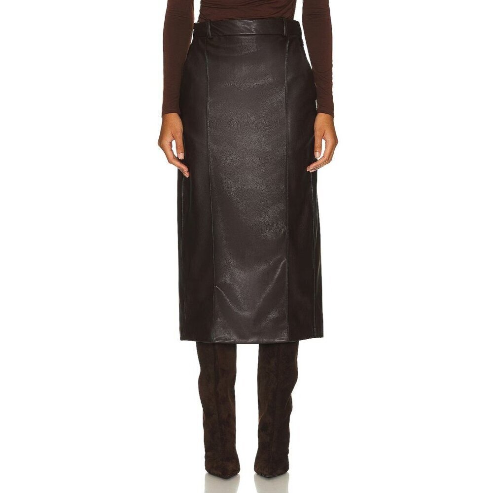 Enza Costa Soft Faux Leather Trouser Skirt in Espresso 2 Medium Womens Vegan - Picture 11 of 14